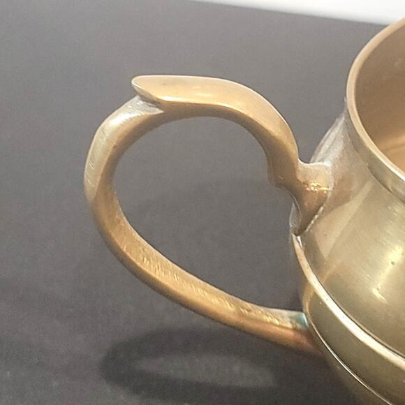 Vintage Brass Cup Mini Bowl Trinket Holder Double Handles 6" x 3.5" - Picture 5 of 9